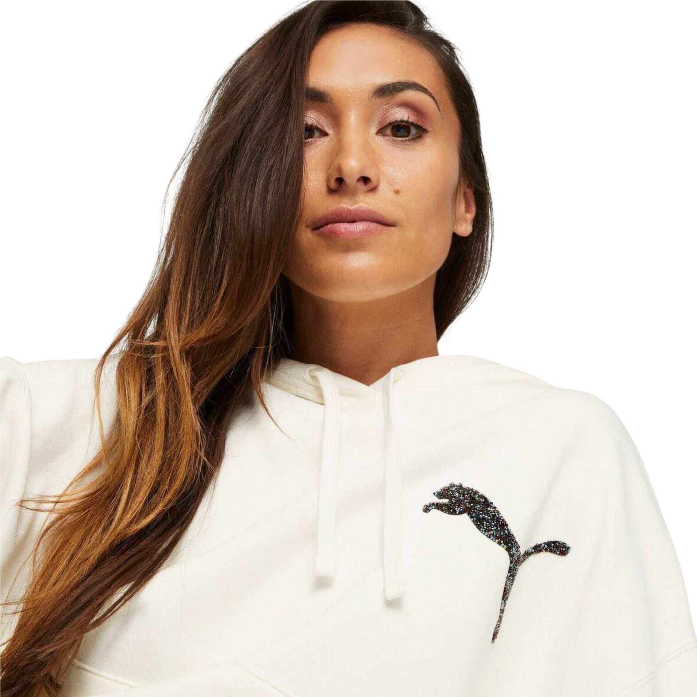 Puma Lds Sweater Swarovski Crystals Hoodie White
